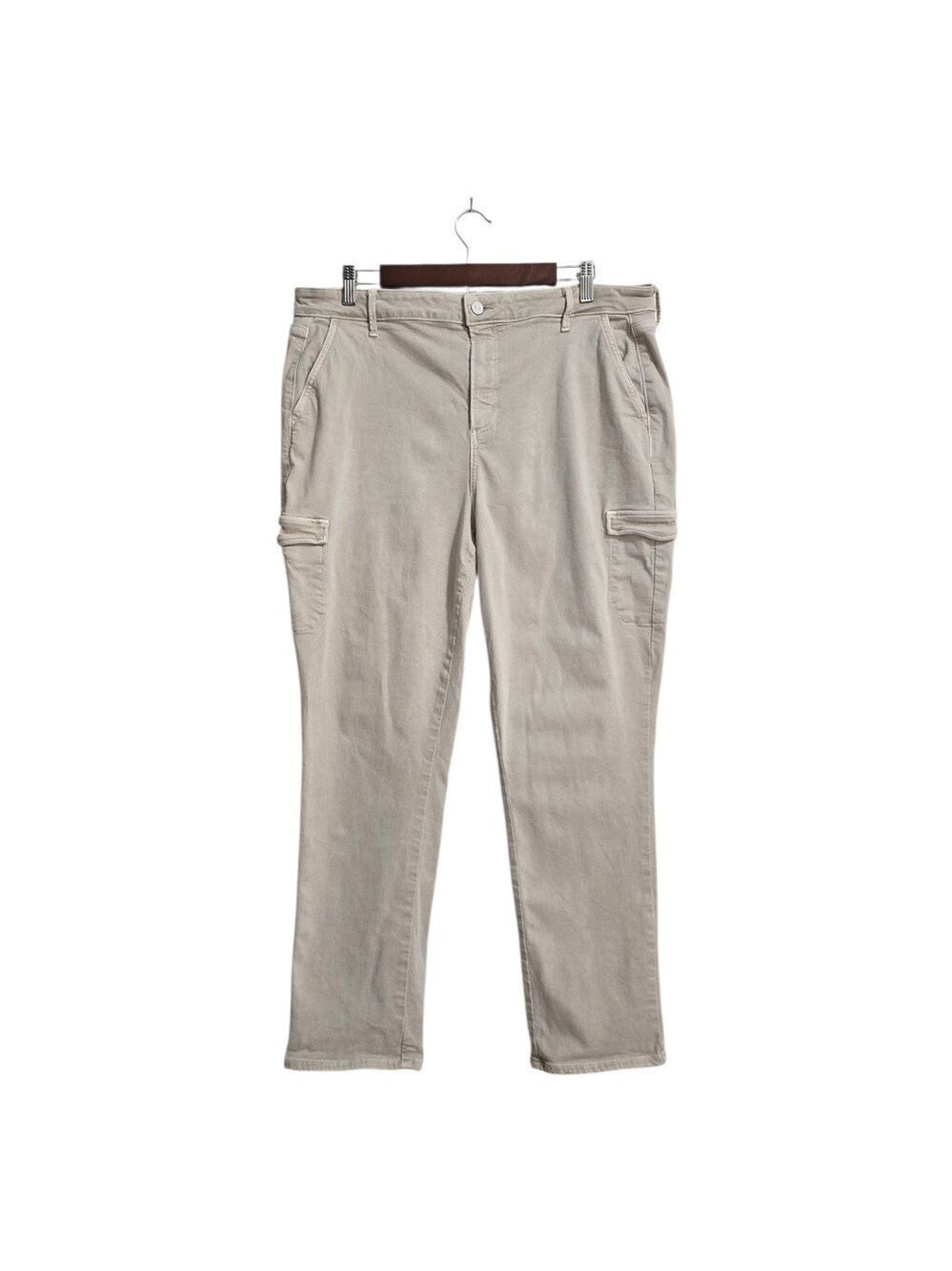 Paige Jolie High Rise Straight Leg Cargo Ankle Jeans In Vintage Warm Sand Sz 34